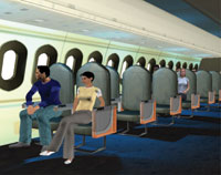 A draft view of an airplane cabin