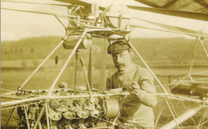 Paul Cornu flying his helicopter in 1907